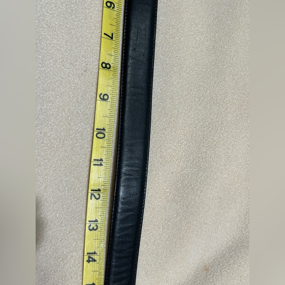 Men's Lands End Black Leather Belt with solid brass buckle 34-36” - Picture 6 of 8